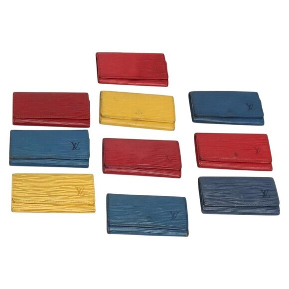 LOUIS VUITTON Epi Key Case 10set Yellow Red blue LV Auth CB080 - Picture 1 of 16